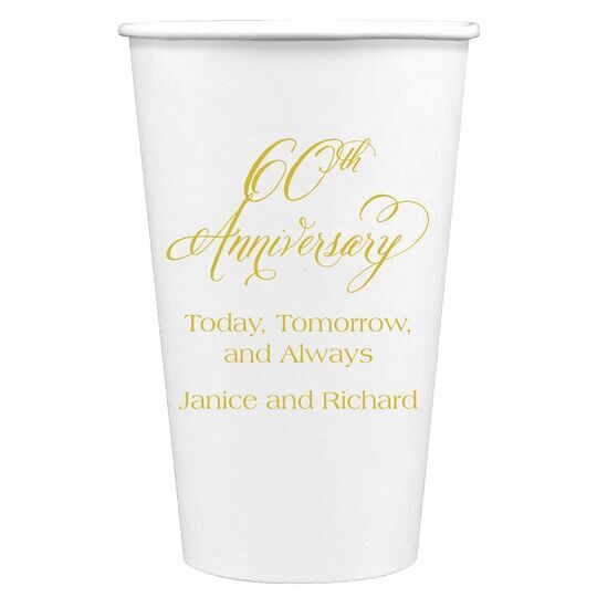 Elegant 60th Anniversary Paper Coffee Cups